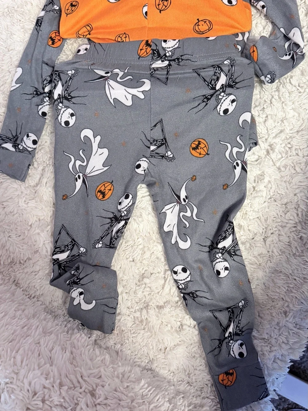 Kids Halloween Jack Skellington 4 piece Pajama Set - Orange & Gray